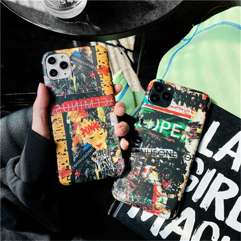 

New Luxury Designer For iPhone 11 pro max Case Fashion Graffiti Brand painting Soft Silicone Cases For iPhone x xr xs max 7 8 Plus Cover, 15