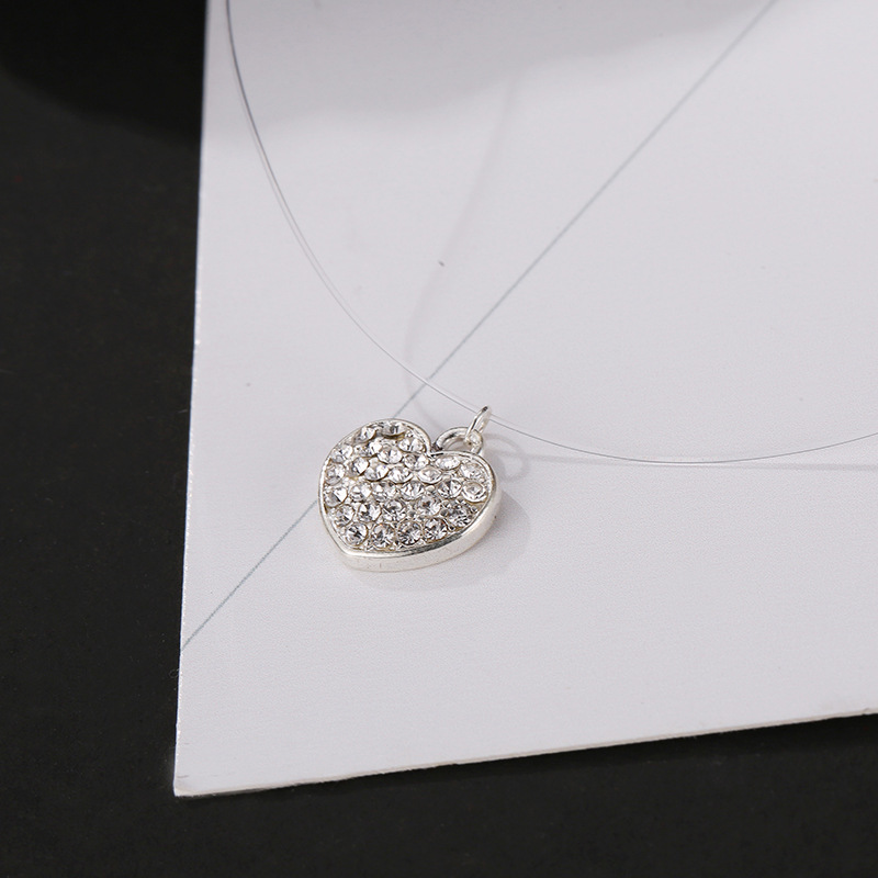 

Heart Necklaces Simple Jewelry Womans Geometric Necklace Ladies Pendant Chain Lovers Silver Color Trendy Korean Alloy Collares