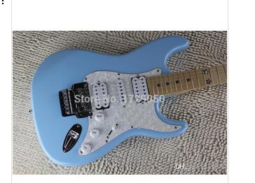 

China guitar factory custom New Arrival Shallow blue electric Guitar with Tremolo 1221