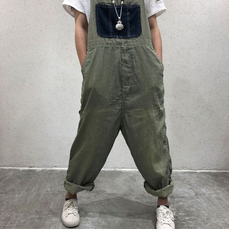 

large size ladies' new stripes do old overalls patch loose wide-legged jeans cross-border restoring ancient ways, See chart