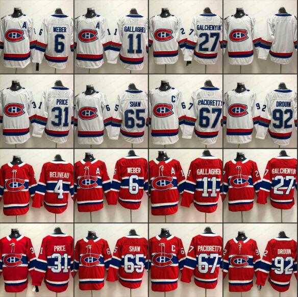 

Mens Montreal Canadiens 13 Max Domi hockey Jersey 31 Carey Price 6 Shea Weber 92 Jonathan Drouin 11 Brendan Gallagher Stitched Red White