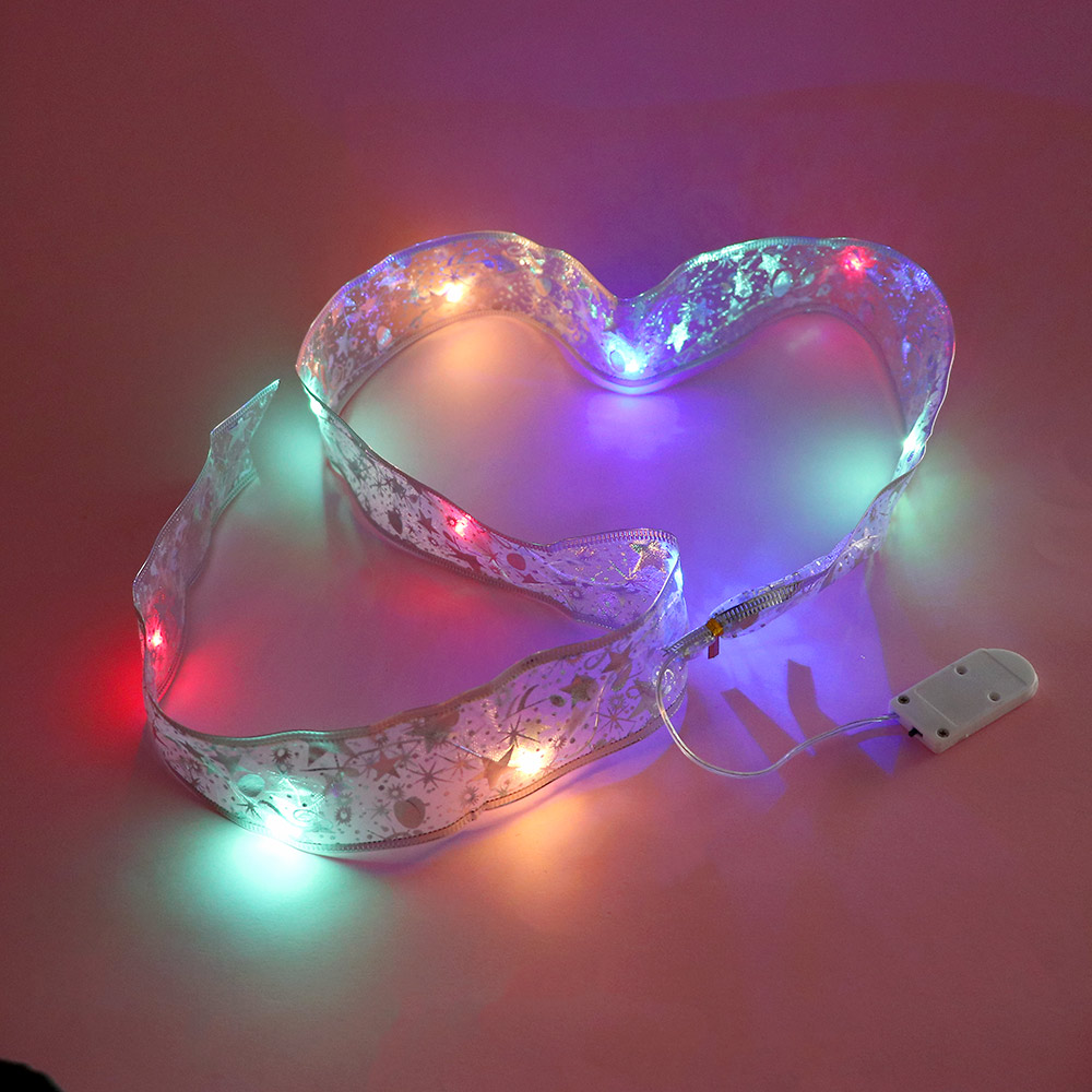 

Ribbon with LED Light Bronzing Double Layer Ribbons for Christmas Tree Decoration Xmas Decotative LED Ribbon