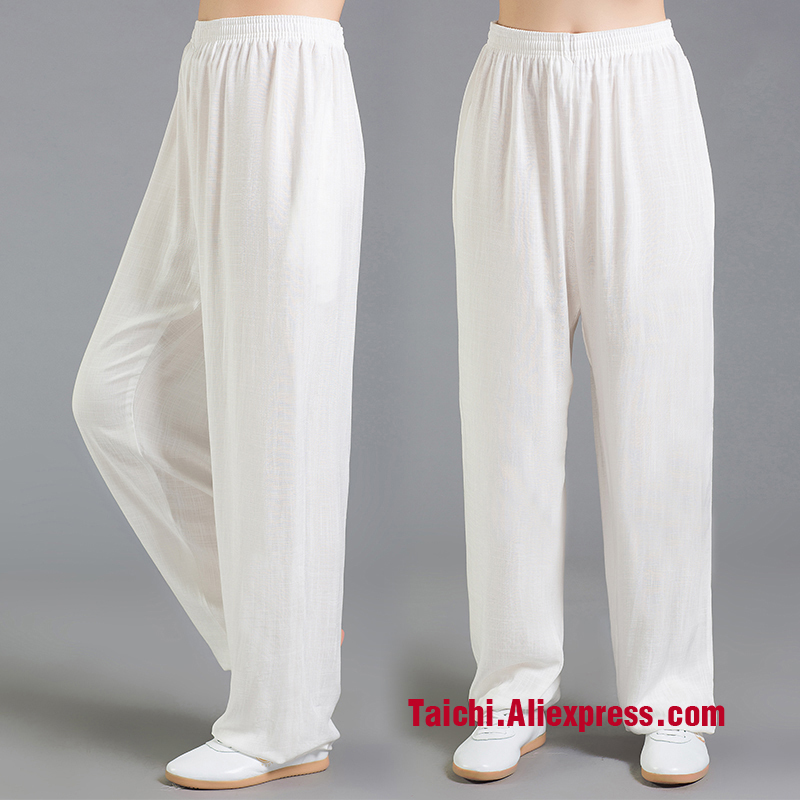 

Linen Tai Chi Pants Wu Shu Pants Kungfu Trousers martial Art Yoga 9 color S-XXXL, Black
