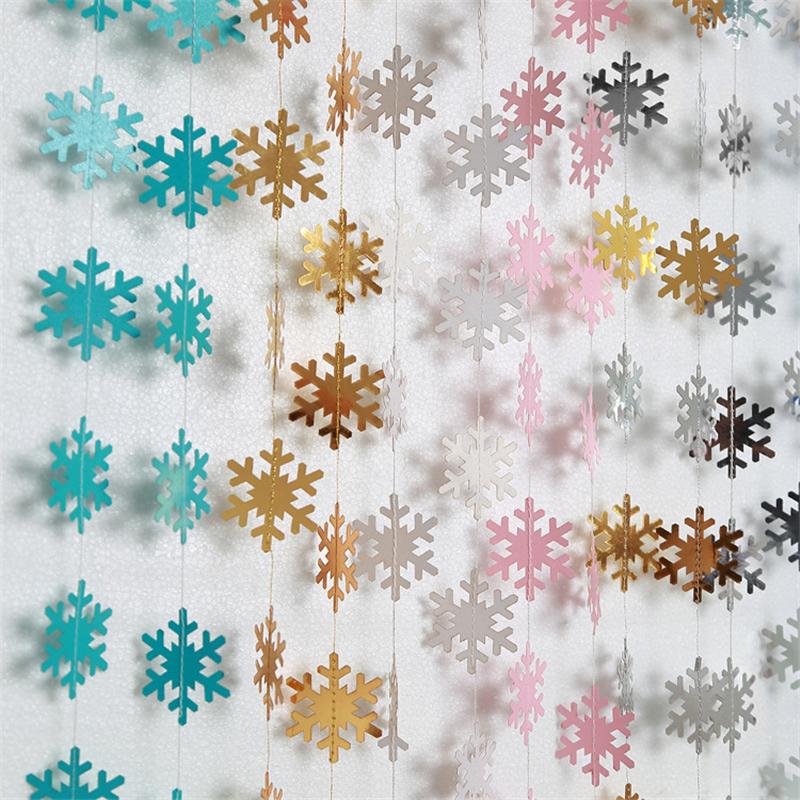 

4M small snowflake pull flower flag christmas decorations Xmas ornaments for the house christmas Winter theme party decoration