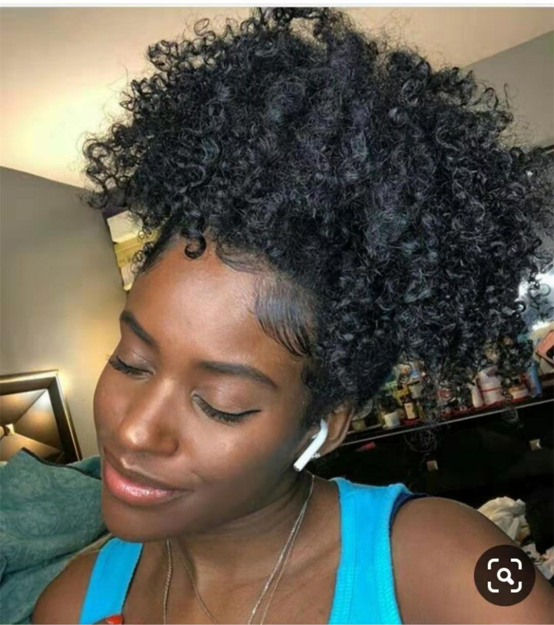 

100 Human indian hair afro kinky curly drawstring ponytail extension for black women black hair elastic hair ties ponytail 120g