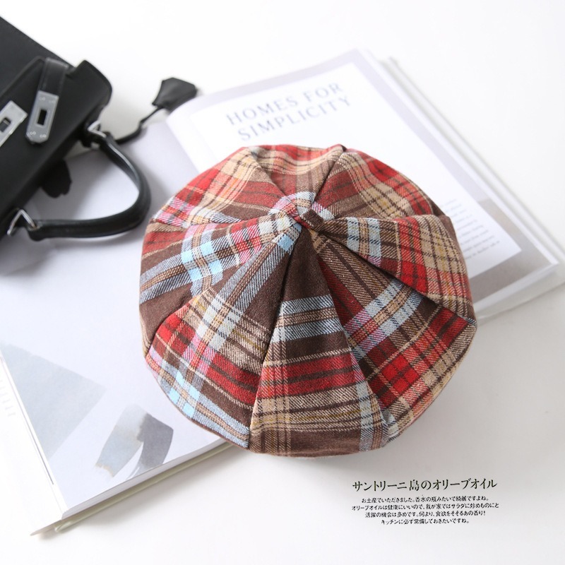 

Berets Hat Female Autumn And Winter Students Casual Fashion British Beret Wild Pumpkin Plaid Painter Tide Outdoor Warm, 02