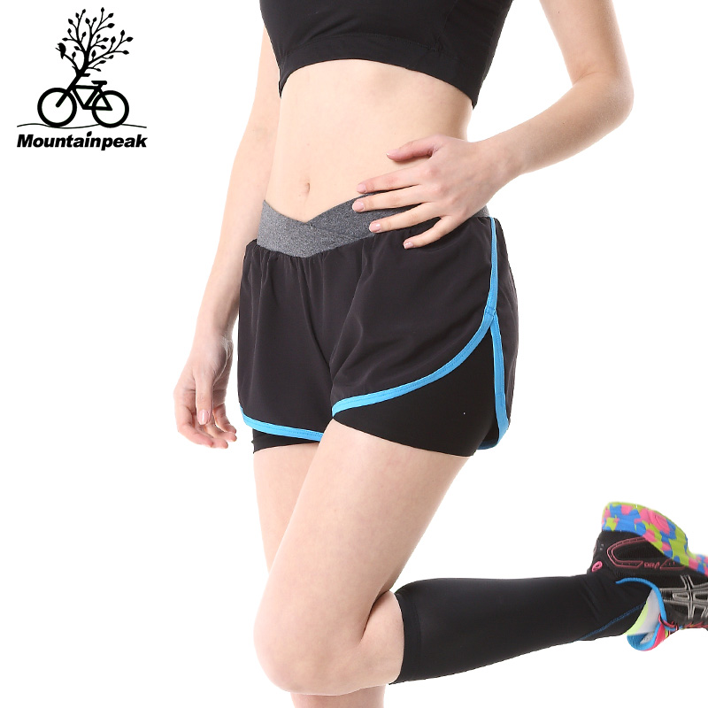 

2020 New Women Running Shorts 2 In 1 Running Tights Fake Two Pieces Short Pants Female Gym Fitness Sport Shorts Quick Dry, Green