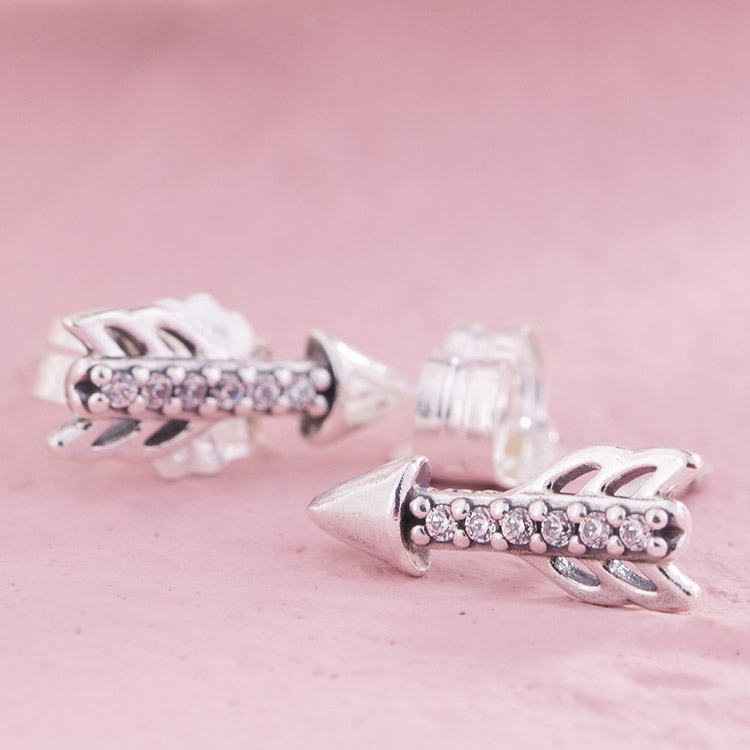 

New personality fun earrings for Pandora 925 sterling silver shining arrow trend high quality ladies earrings free shipping