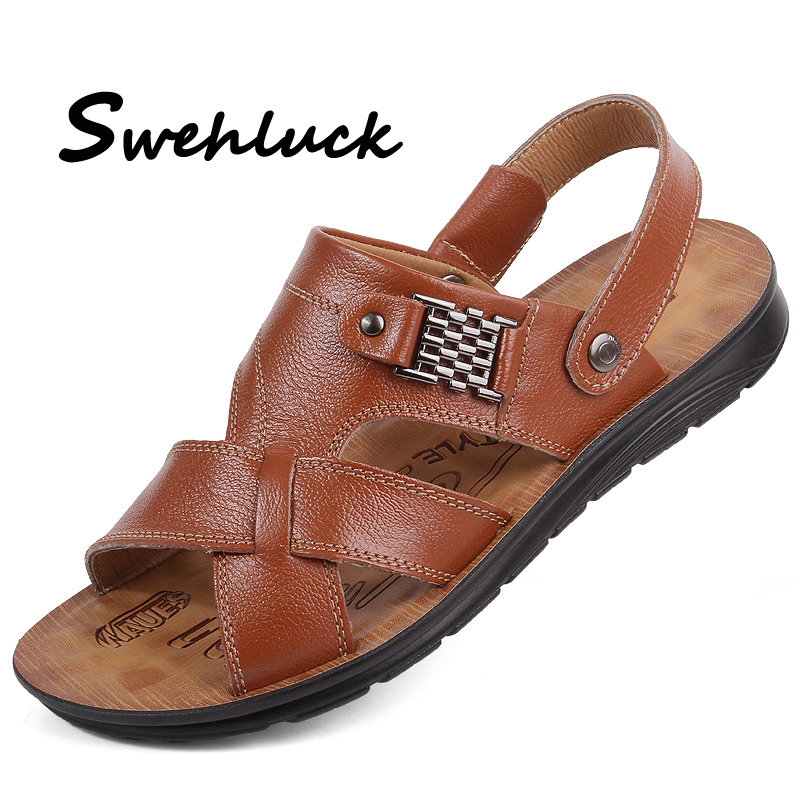 

2020 Summer Men Shoes Hot Fashion Sandals Men Shoes Sandalias Casual Flip Flops Soft and Comfortable, Dark brown
