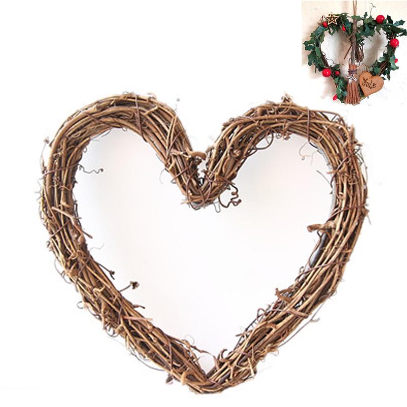 

Fashion Christmas Tree Ornaments Heart Shaped Hanging Light DIY Rattan Wreath String Lights Christmas Home Door Wall Decor