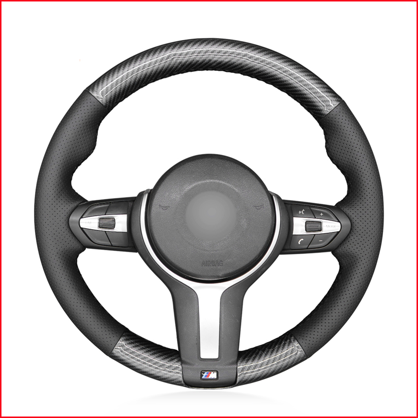 

Black PU Carbon Fiber Steering Wheel Cover for BMW M Sport F30 F31 F34 F10 F11 F07 F12 F13 F06 X3 F25 F32 F33 F36 X1 F48 X2 F39