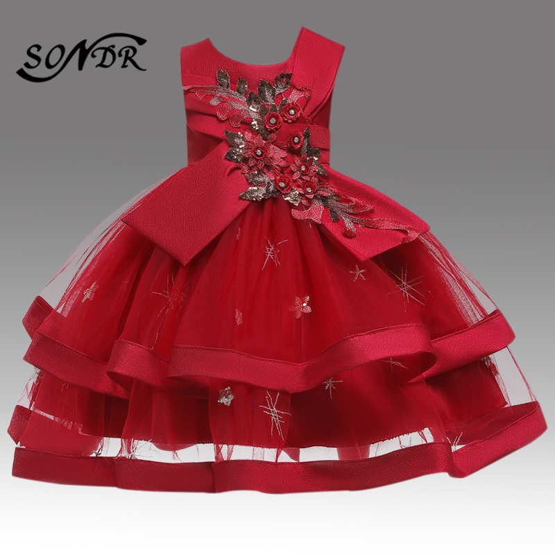 

5 Colors Flower Girl Dresses HT228 Appliques Sequin Princess Ball Gowns Bow Shining Crystal Little Kids First Communion Dress, Green