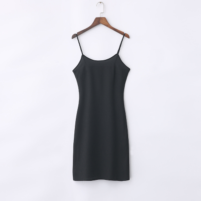 

Condole belt skirt inside take render show thin slip loose adjustable long vest -006, Black