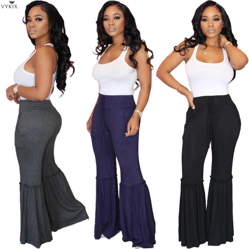 

2020 Summer Women Pants Leggings Flare Pants Pockets Trousers Sexy Night Party Streetwear Club High Waist Women Sweatpants, Black