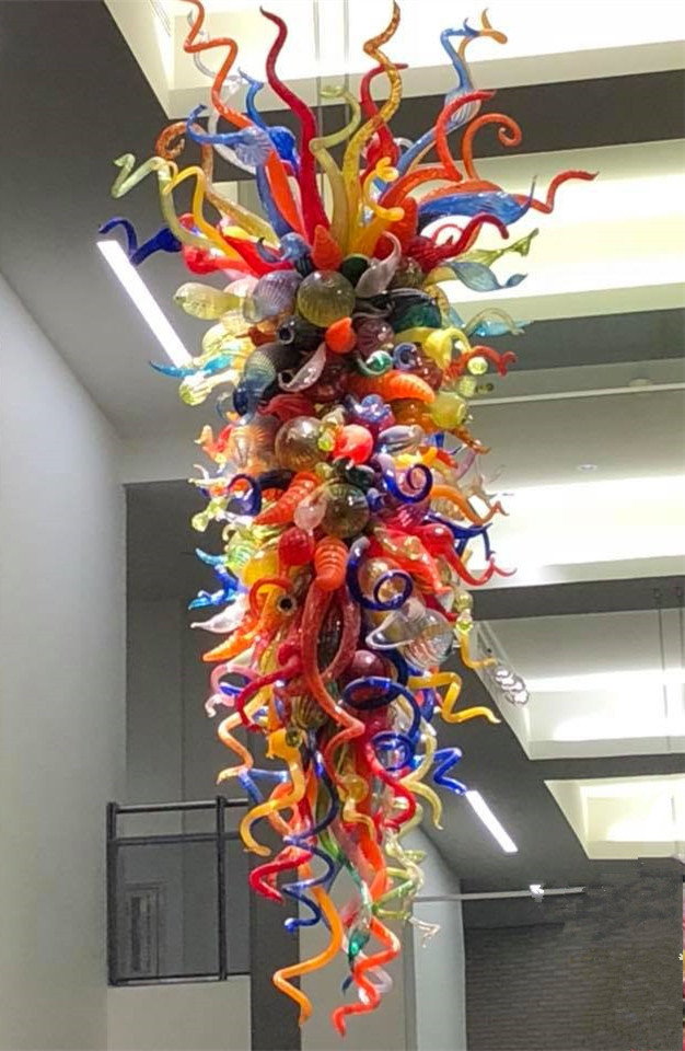 

Lamp Unique Decorative Glass Pendant Lamps Warranty Colorful Hand Blown-Glass Chandelier for Home Art Decor