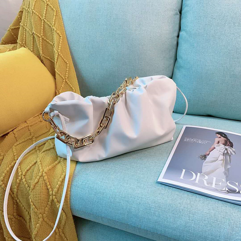 

High Quality Ladies Cloud Bag Fashion Soft Pleated Sheepskin Magnetic Buckle Underarm Purses Original Chain Shoulder Bags Women Wallet
