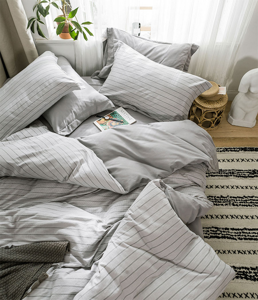 

Geometric plaid stripe bedding set teen child man boy, queen cotton double home textile bed sheet pillowcase duvet cover, Color 05