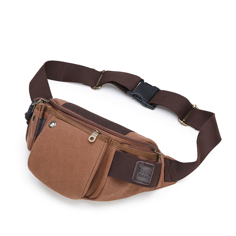 

Fashion Casual Canvas Men Waist Packs Messenger Bags Portable Vintage Men Phone Purse Travel bag Muti-pocket Belt Wallets, Black