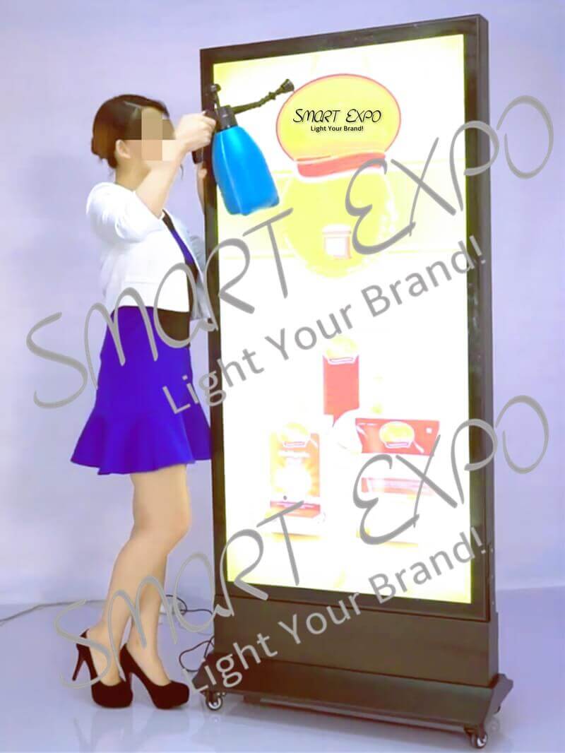 

80*180cm Outdoor Stand Restaurant Led Menu Boards Movable Double Sided Aluminum Advertising Poster Frame Light Boxes
