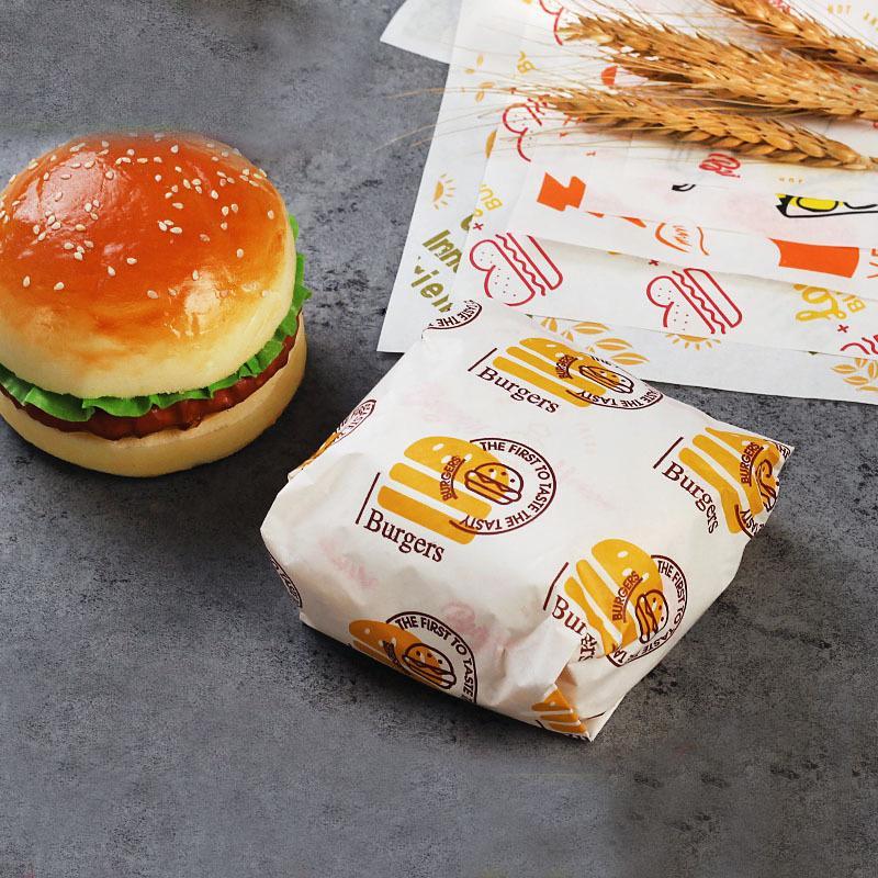 

Oil-proof wax paper for food wrapper paper Bread Sandwich Burger Fries Wrapping Baking Tools fast food customized supply 800pcs