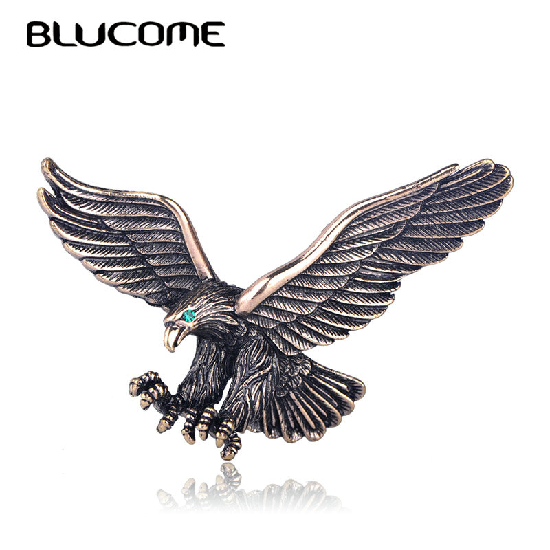 Vintage Art Deco style large silver coloured soaring eagle bird necklace