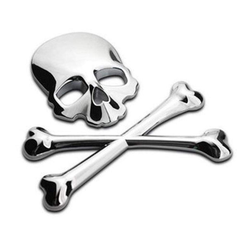 

Metal 3D Skull Car Motorcycle Stickers Skulls Skeleton Crossbones Emblem Badge Decal Car Styling Stickers Accessories, Silver;black;gold