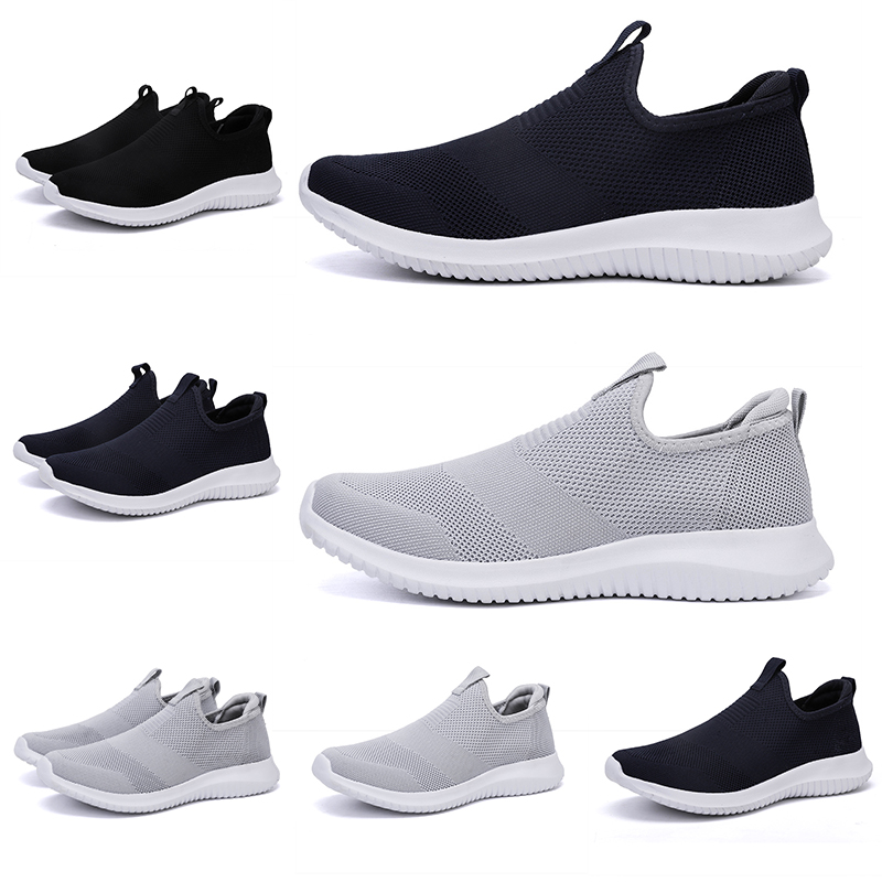 

Drop Shipping women men running shoes black white Navy blue Laceless mens trainers Slip on sports sneakers Homemade brand Made in China