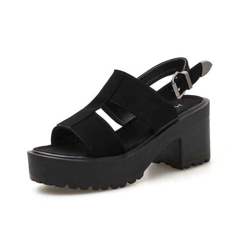 

womens dressy sandals high heel sneakers Shoes gladiator sandals for Women platform punk shoes Women block heels LJA755-1, Black
