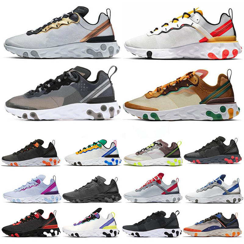 

Element 87 55 men women Running Shoes Triple Black Total Orange Tour Yellow Metallic Gold Anthracite Bred Sports Sneakers, 87 36-45 anthracite