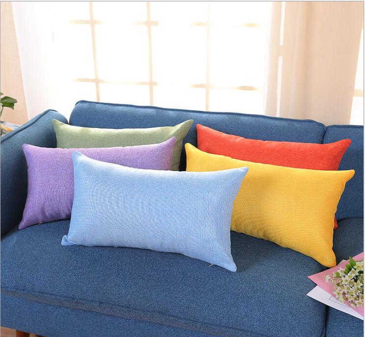 

New Rectangle Cotton Linen Pillowcase Solid Color Throw Pillow Case Cushion Cover Blank Pillow Cover Home Decoration Gift 15 Colors A2030
