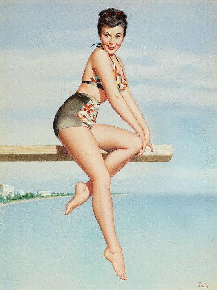 

Pearl Frush Pin Up Girls 2 Home Decor Handpainted &HD Print Oil Painting On Canvas Wall Art Canvas Pictures 191113