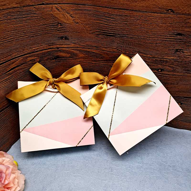 

Gold Stripe Geometric Heart Tote Bag Gradient Color Paper Package Boxes Valentine's Day Birthday Gift Packaging Party Supplies