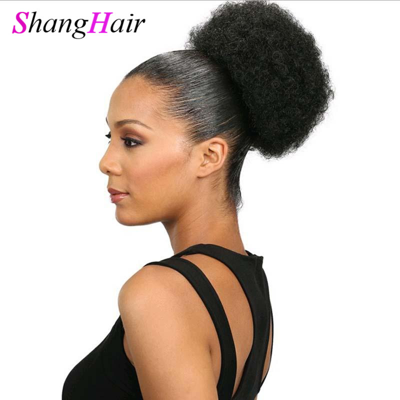 

High Puff Afro Curly Wig Ponytail Drawstring Short Afro Kinky Ponytail Clip in on Synthetic Curly Hair Bun High Temperature Fiber, 2#