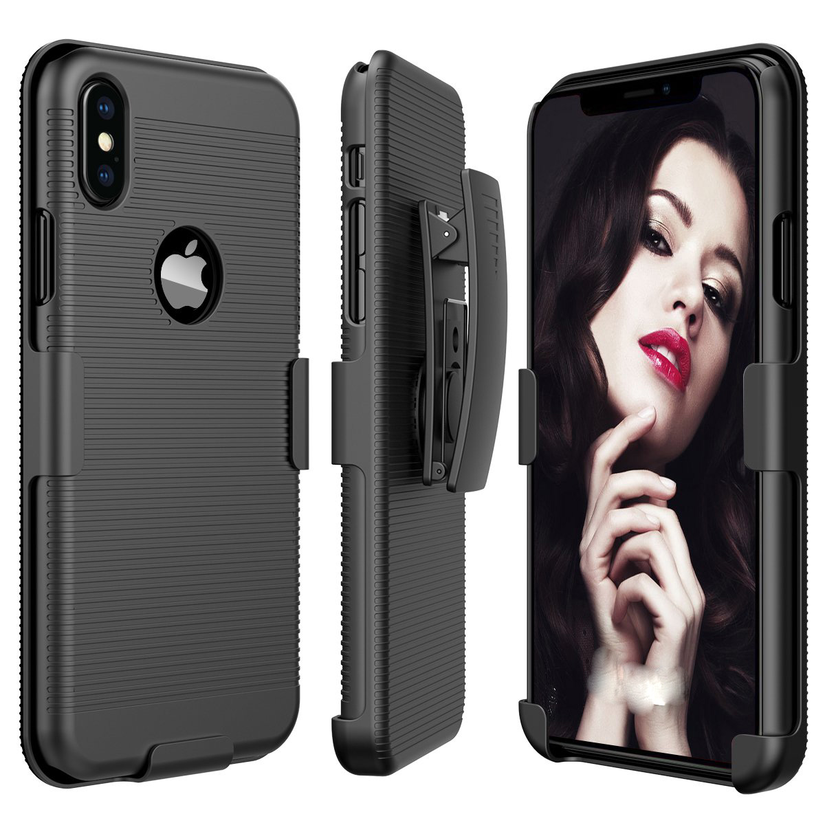 

Holster Case 2 in 1 Hybrid Hard Shell Holster Combo With Kickstand & Belt Clip For iPhone XS MAX 6.5"/iPhone XR/iPhone X XS