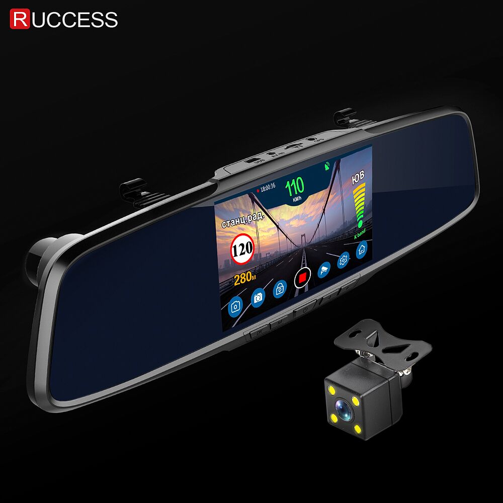 

Ruccess Rear View Mirror 3 in 1 DVR Full HD 1080P Recorder Camera CAR Detector with GPS for Russia