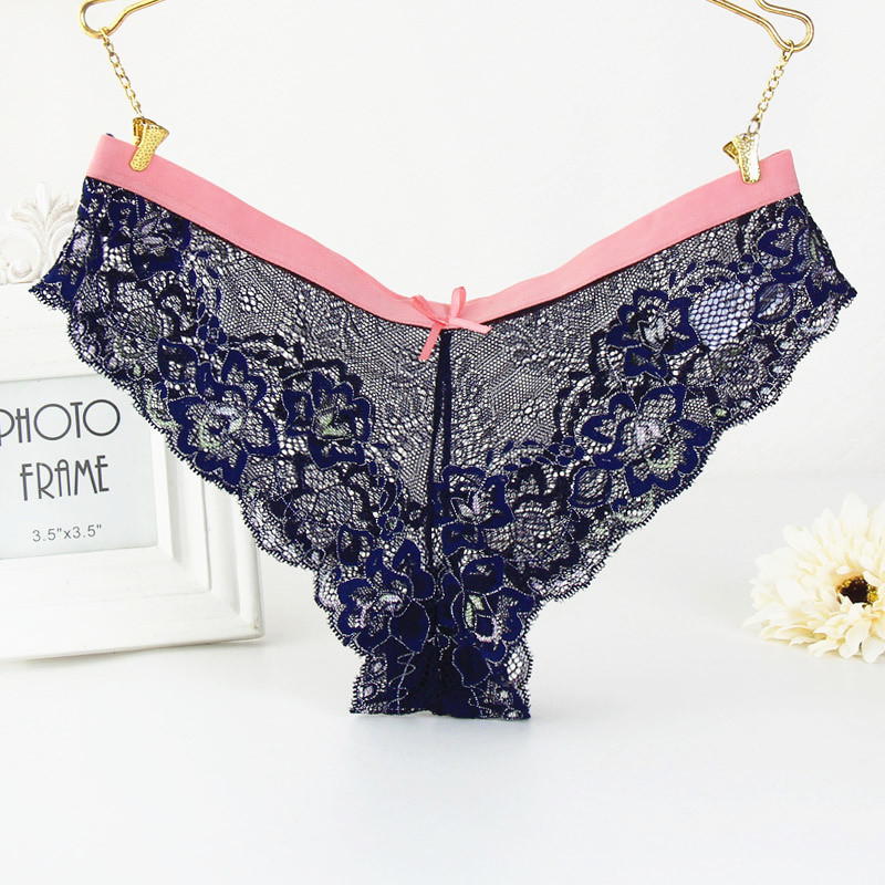 

KIRIA Sexy Lace Panties Women' Underwear Knickers  M L XL Transparent Lurex Gallon Lace Thongs Briefs Soft Sheer Panty, White