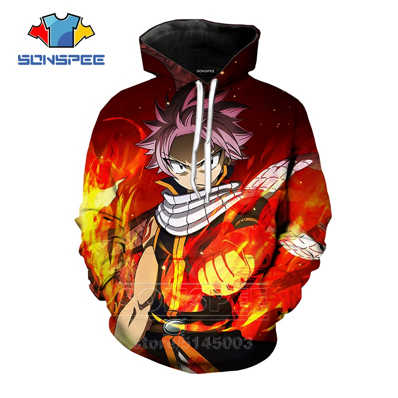 

SONSPEE Fairy Tail Hoodies Men Women Natsu Sweatshirt 3D Print Anime Long Sleeve Fashion Hip Hop Street O Neck Top Pullover C094