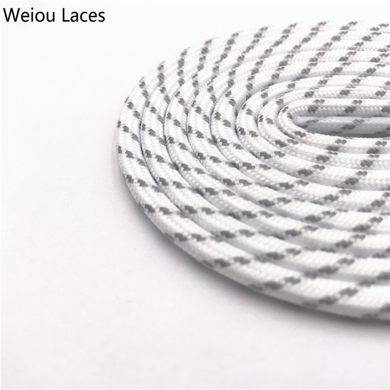Weiou 4,5 mm lacets de corde ronde blanc gris grain croisé lacets bicolores lacets rayés pour la randonnée Sports de plein air chaussures de vieu