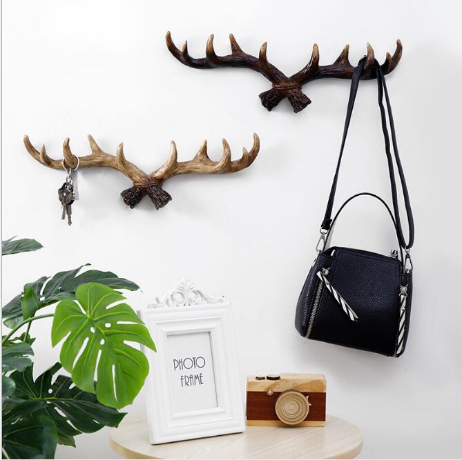 Wall hangs on the deer head Decorative Objects Creative Decoration Antler Hook American Home Personality Key Clothes Hooks-image-479172792