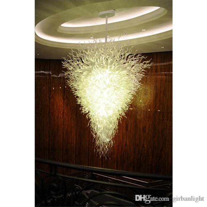

Large Hotel Lobby Decor White Blown Glass Chandelier Light LED Bulbs Energy Saving Clear Glass Decorative Modern Art Designed Chandelier