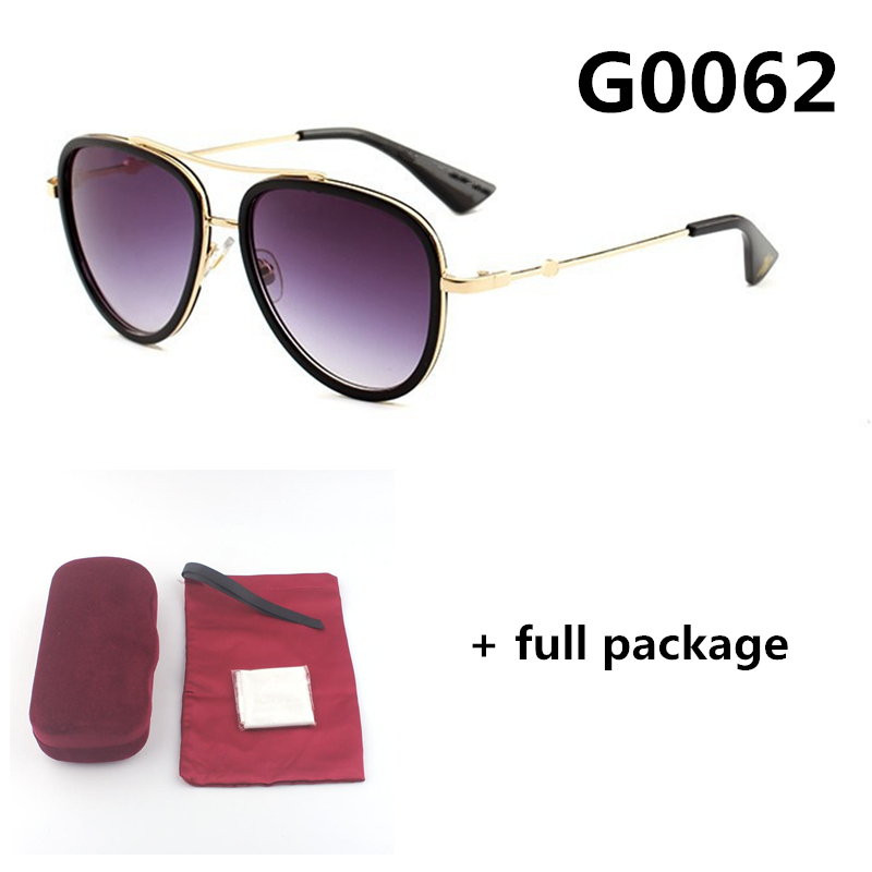 

New 0062 Designer Sunglasses Fashion Men and Women Big Frame Little Bee eyeglasses 4 Color UV400 goggle with full package