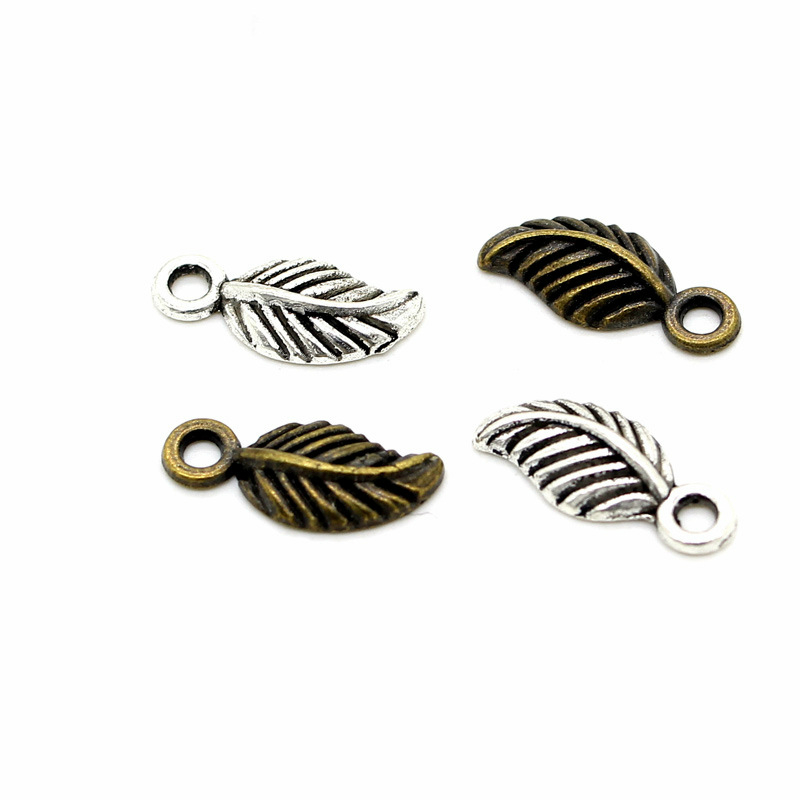 48Pcs Tibet Silver Bronze Metal Hollow Leaf Shape Frame Charms Pendants for Earring Dangle