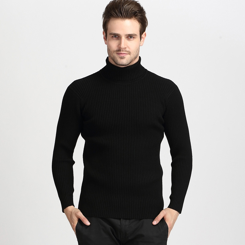 

2018 Winter Thick Warm Cashme Sweaters Men Slim Fit Pullover Knitwear Pull Homme High Turtleneck Mens Sweaters Dress Male, 8803red