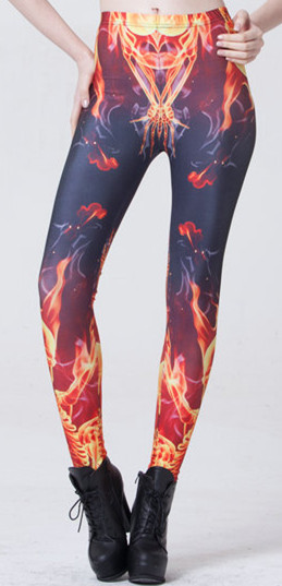 

Digital Printing Fire Sexy Milk Silk Bottom Pants, Mint