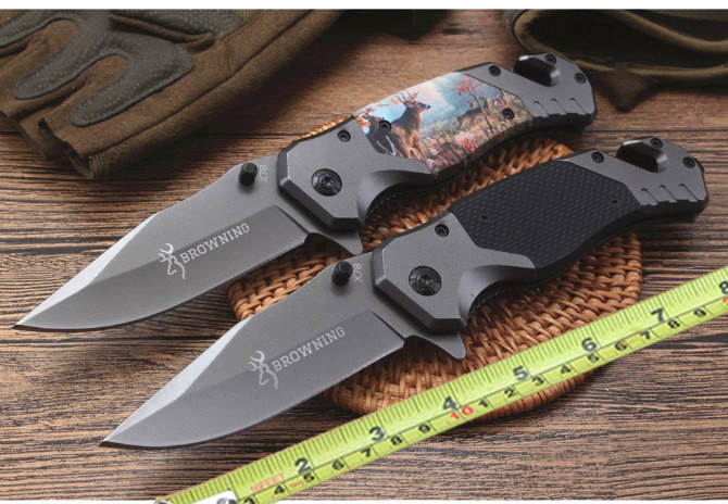 

Wholesale Browning X78 folding knife 7.8 "steel handle camping EDC pocket knife survival knife outdoor cutting tools color box free shippin