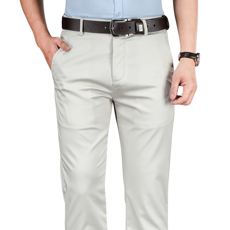 High Quality Men's Bamboo Fiber Thin Casual Pants Spring Summer New Business Straight Stretch Blue Black Trousers Male Brand