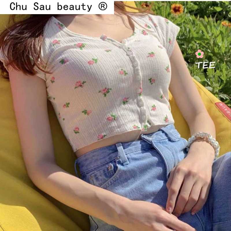 

Chu Sau beauty New Spring Autumn Chic Floral Print Knitted Tops Casual Fashion O-neck Single-breasted Stretch Cardigans Female, Sw1136