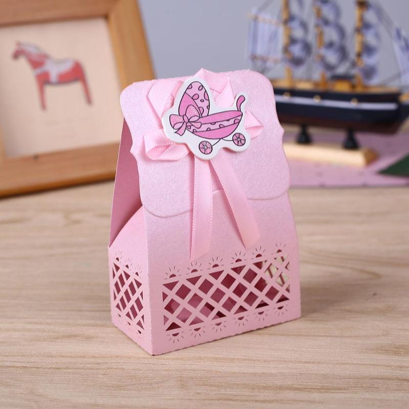

12pcs Baby Infant Birthday Hollow Laser Sculpture Baby Carriage Candy Box Party