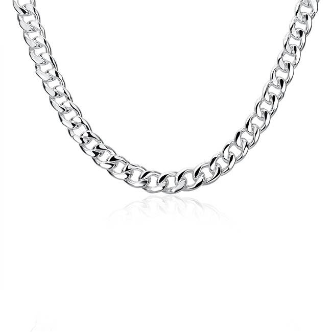 

Free shipping Plated sterling silver necklace 20INCHS Men's 10M Shrimp Buckle Side Necklace DHSN133 Hot sale 925 silver plate Chains jewelry