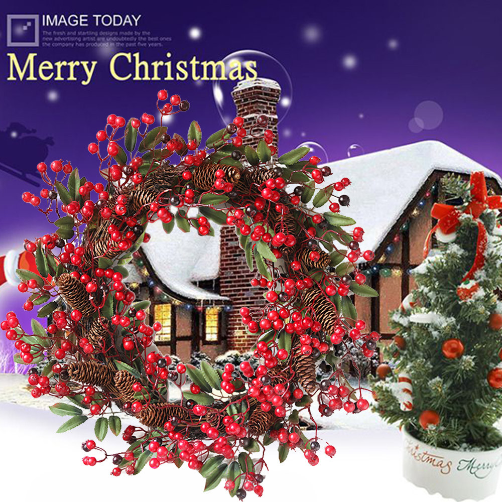 

Christmas Wreath decorations for Fashion Ornament door Wall decoration Garland Christmas Present flower wreath Guirnalda Navidad, Red